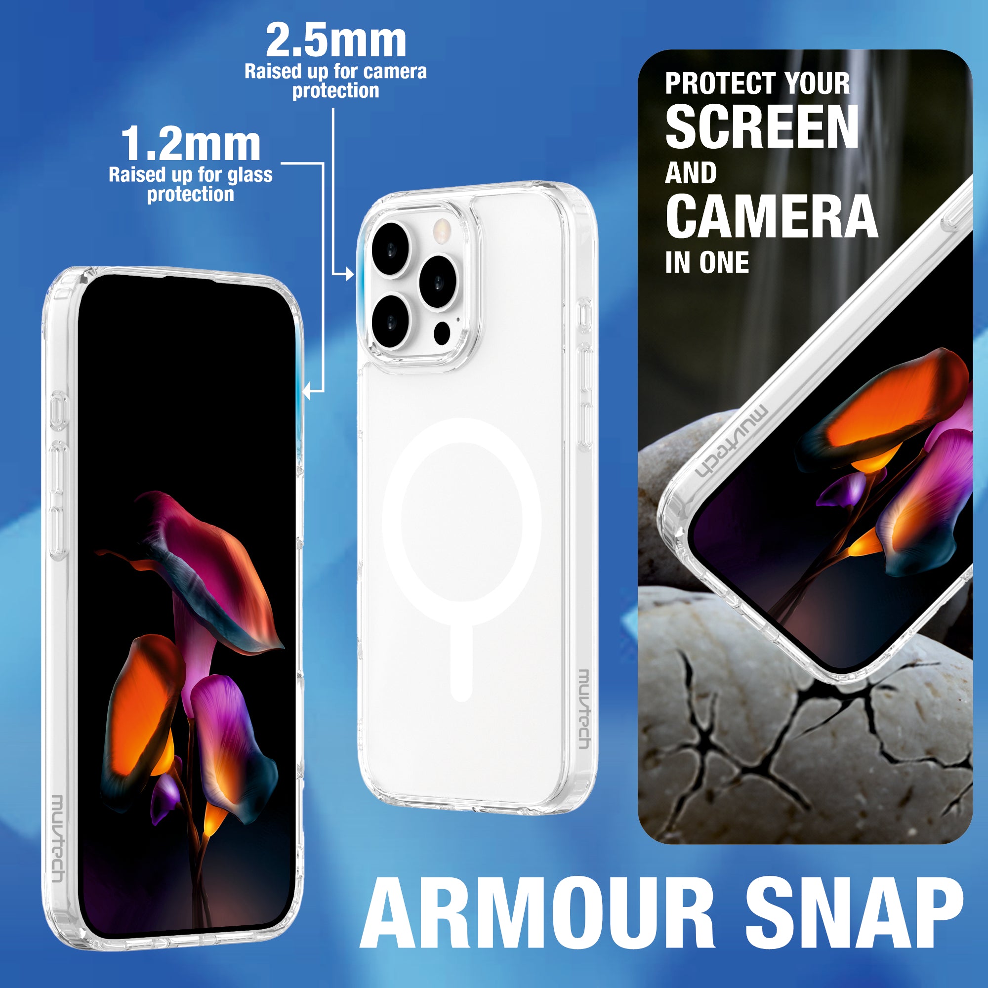 Armour SNAP Mag-safe Compatible Clear Case For iPhone 16 Series