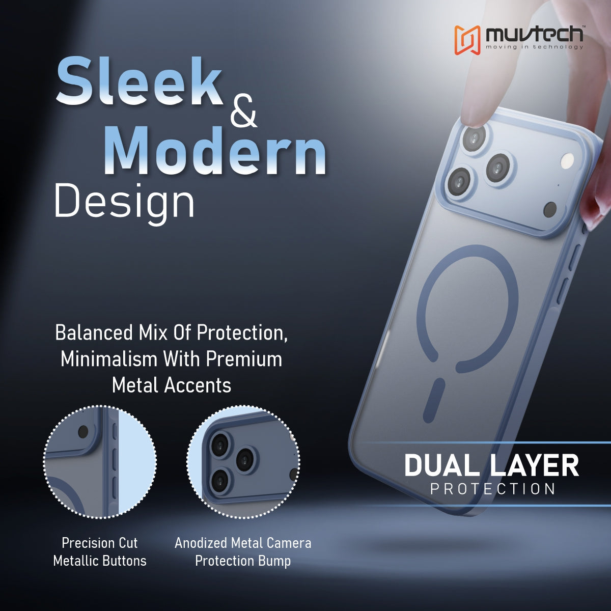 Reno Case for iPhone 17 Pro / Pro Max Protective Case with Metal Camera Protection Bump