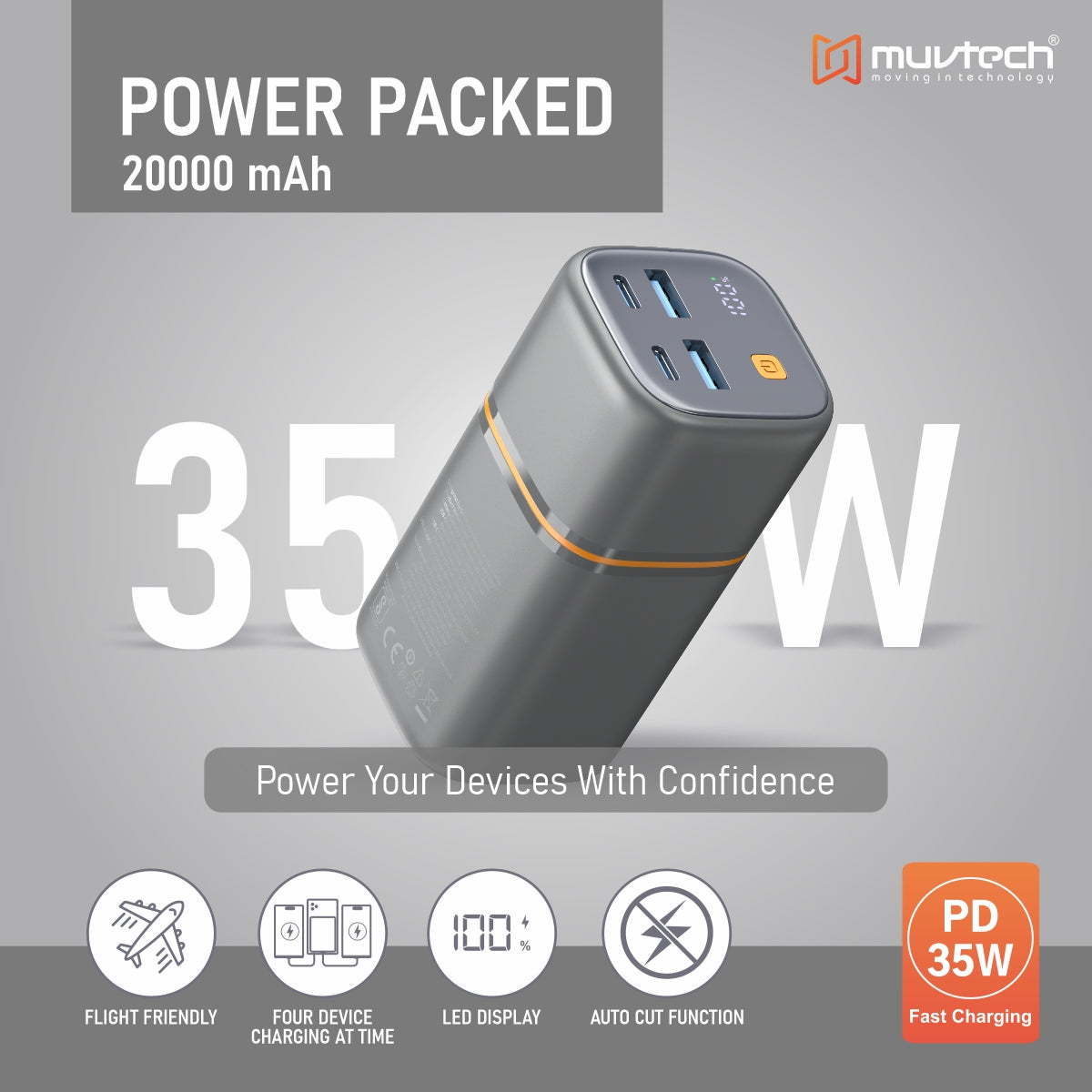 TitanX 20000mAh Power Bank | PD & QC Fast Charging | 4 Devices Charging Power Bank