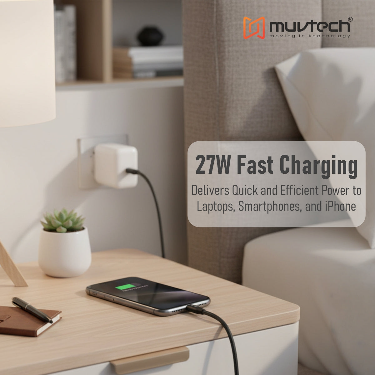 Surge 27W Fast Charging Braided Cable – Type-C to Lightning- 1 Meter