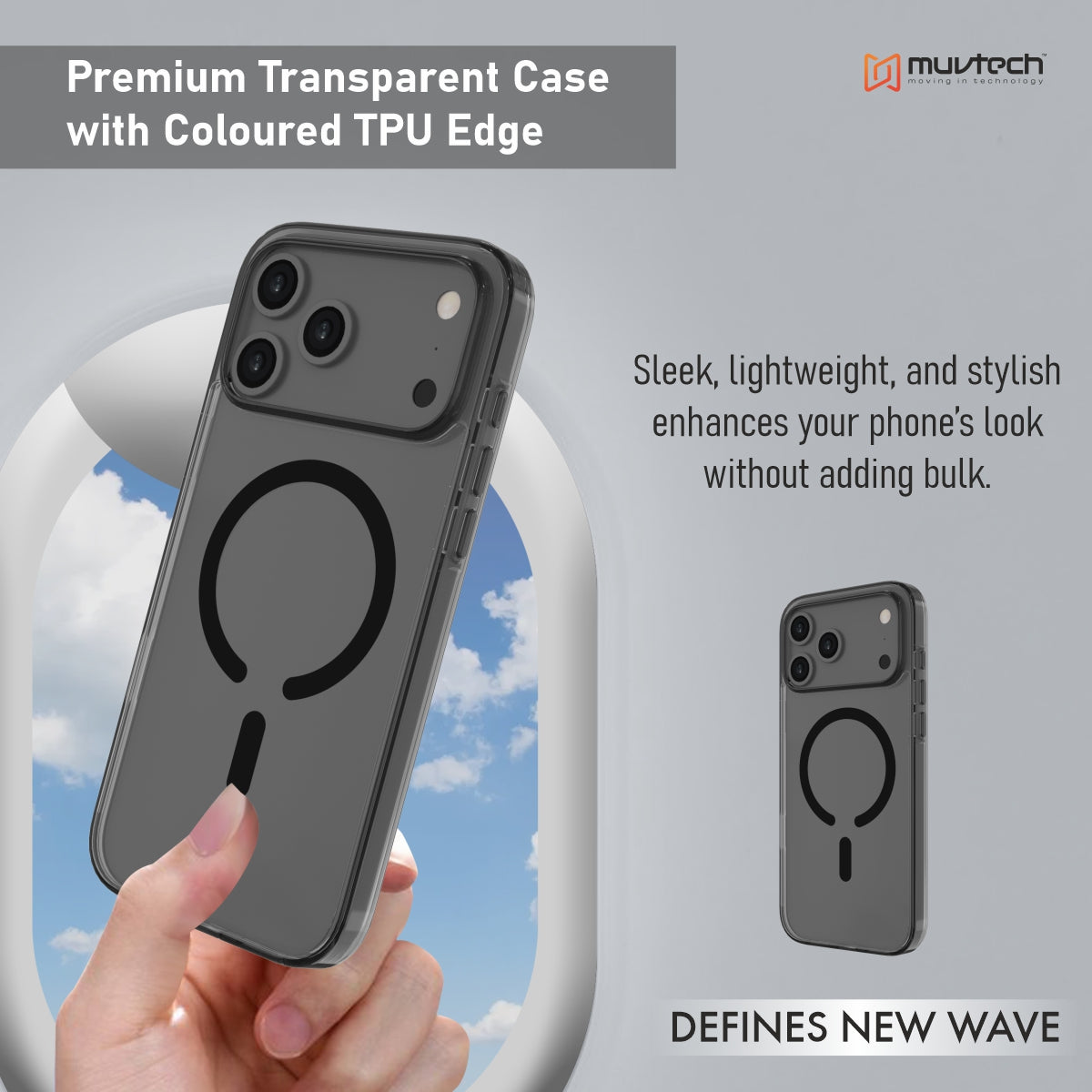 Plyo Case for iPhone 17 Pro/Pro Max Transparent With Coloured Sides Hybrid case, Anti-Yellow Case