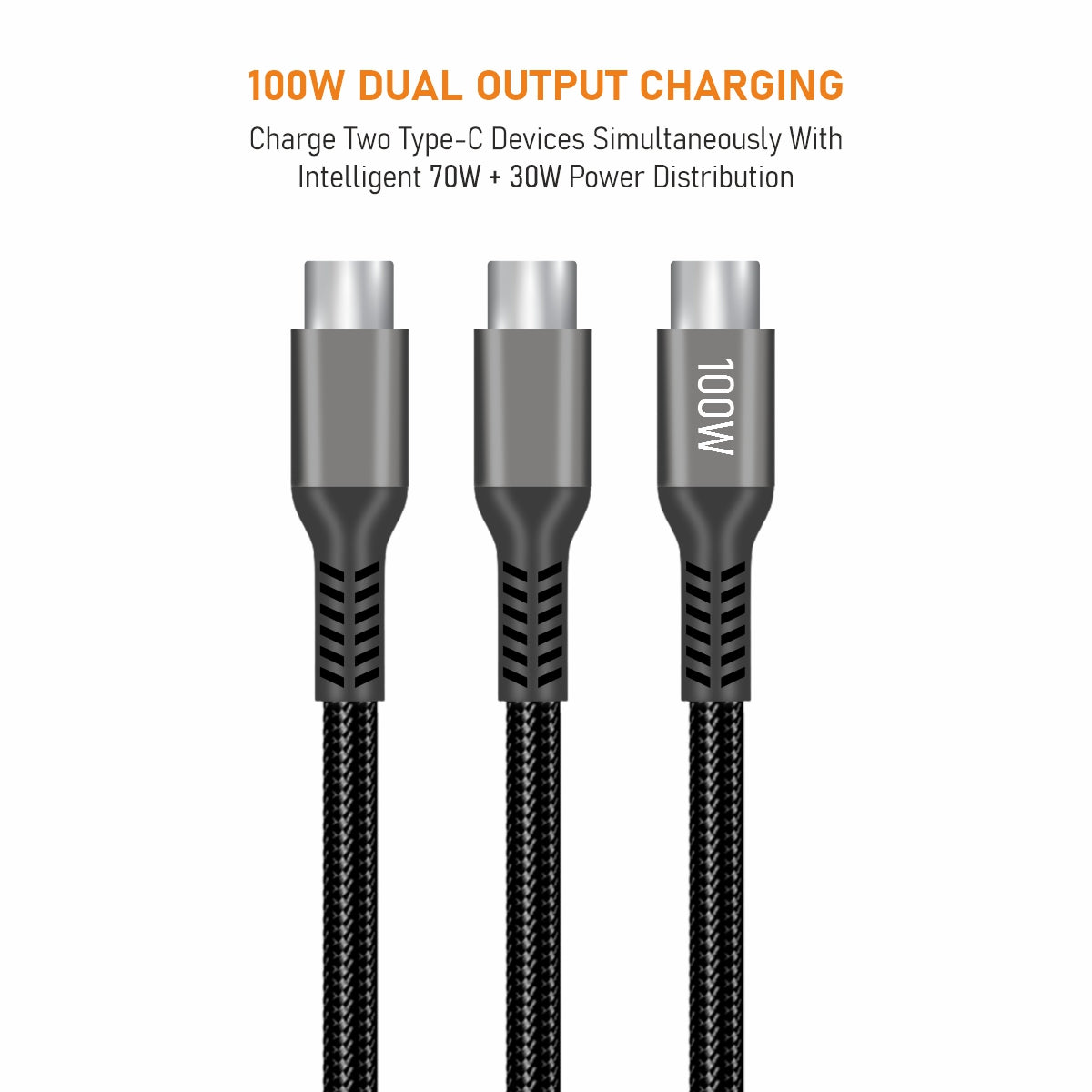 DUO-X 100W USB C to C + C Cable (2-in-1)