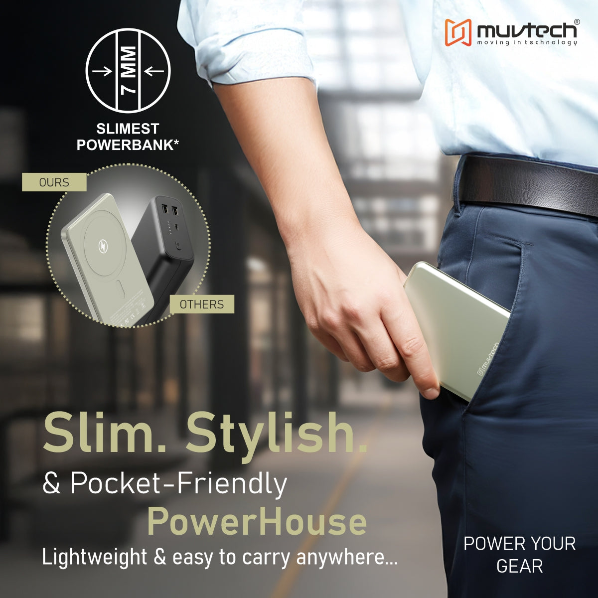 AEROSLIM 5000mAh Ultra-Slim, 15W Mag-Safe Compatible Power Bank