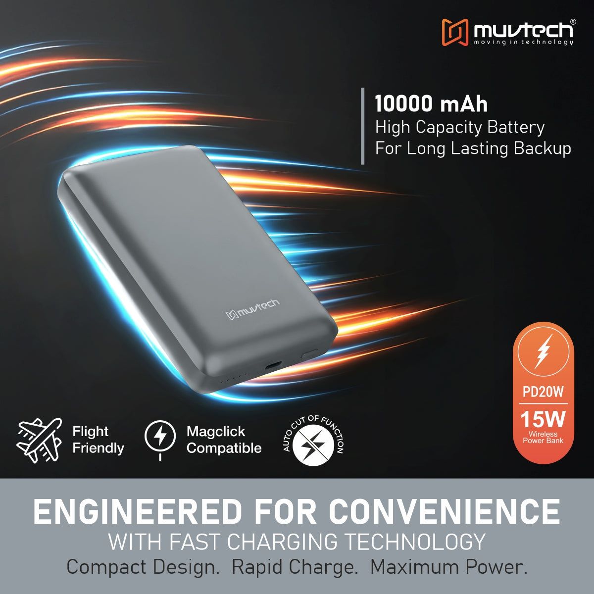 Pocket Pro 10000mAh 15W Mag-Safe Wireless Charging Power Bank