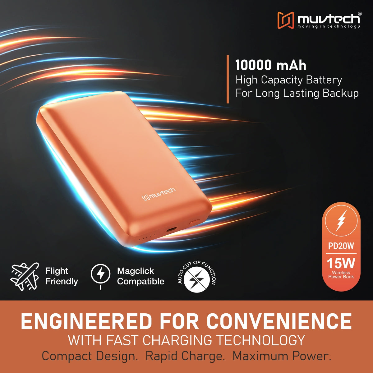 Pocket Pro 10000mAh 15W Mag-Safe Wireless Charging Power Bank