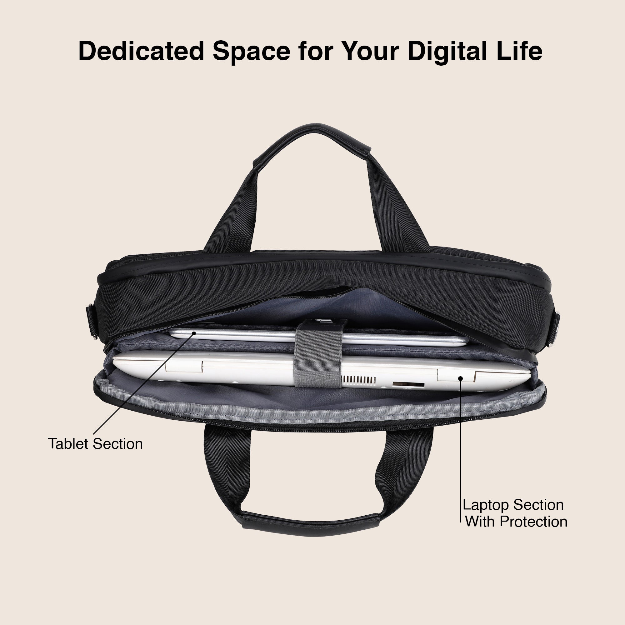 Zurich Brief Case Nylon Laptop Bag – Water-Repellent, Multi-pocket Design with Waterproof Zipper & Strong Handle (Ideal for Executive One-Day Travel