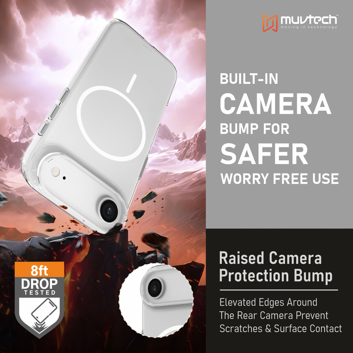 Crystal Halo Case for iPhone 17 Air, Slim Case with Camera Protection Bump, Anti-Yellow Case