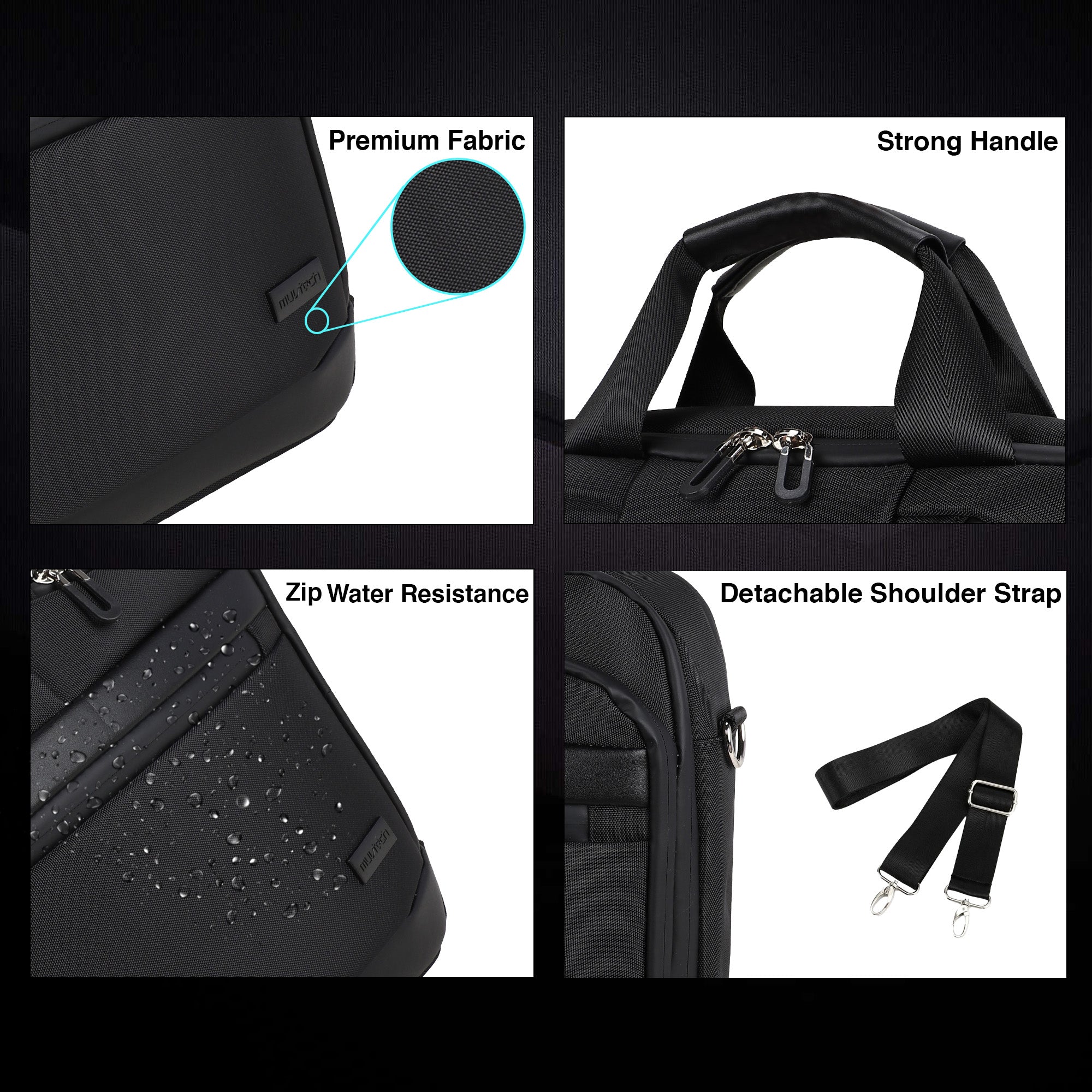 Zurich Brief Case Nylon Laptop Bag – Water-Repellent, Multi-pocket Design with Waterproof Zipper & Strong Handle (Ideal for Executive One-Day Travel