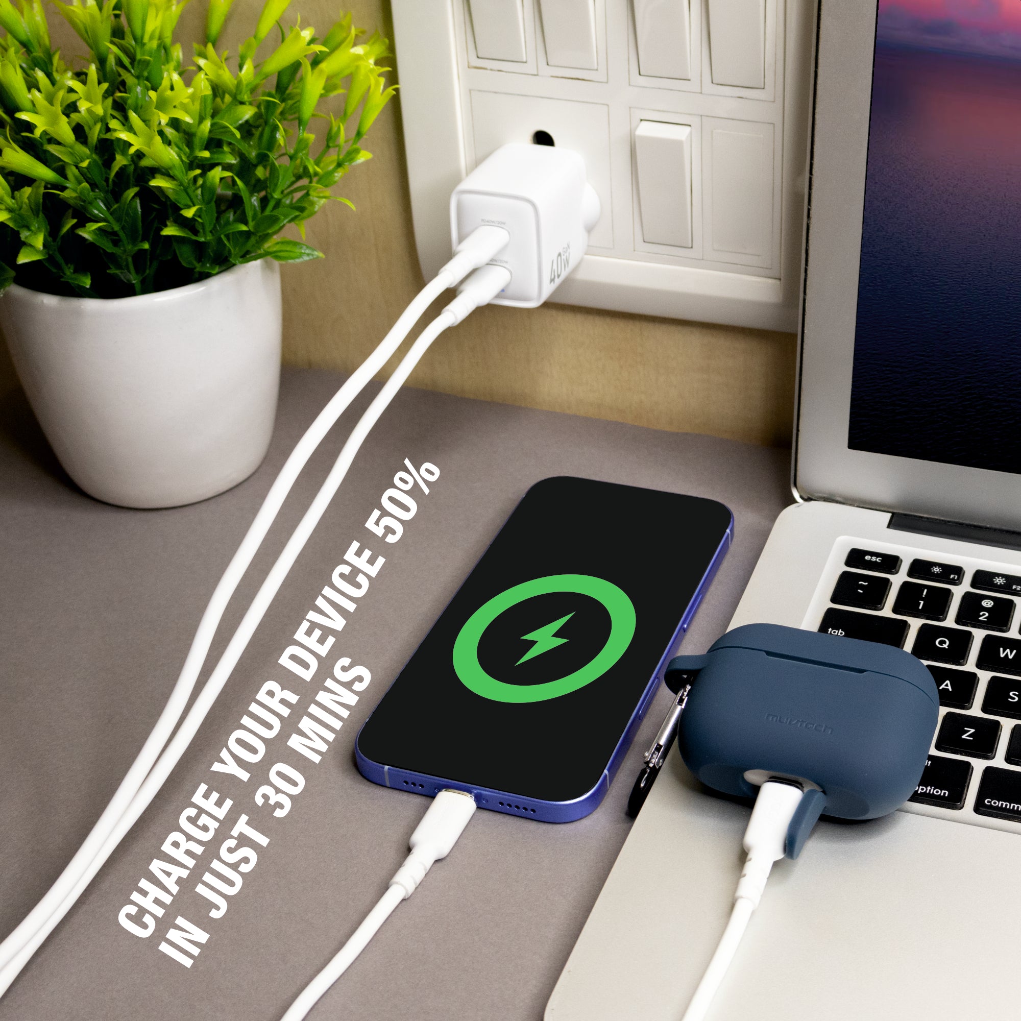 AIR Dash PRO 40W Dual-Port Type-C Wall Charger Adapter