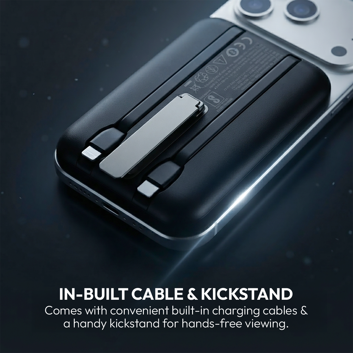 Pocket Link 10000mAh Power Bank with Cables