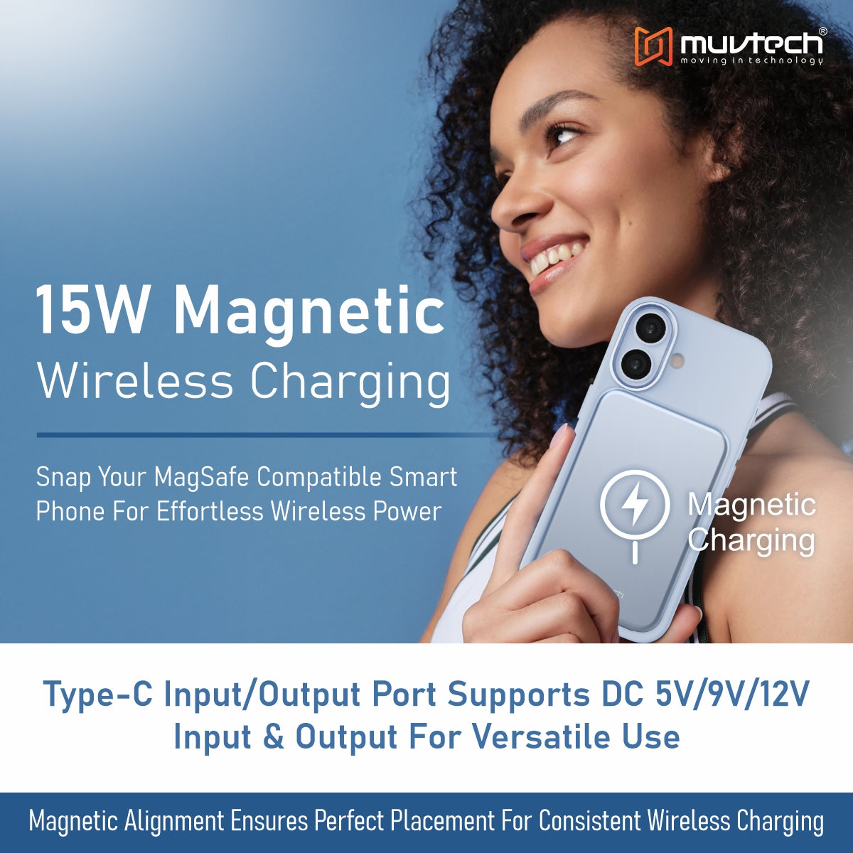 Pocket 5000mAh Power Bank | 15W Mag-Safe Wireless Charging Power Bank