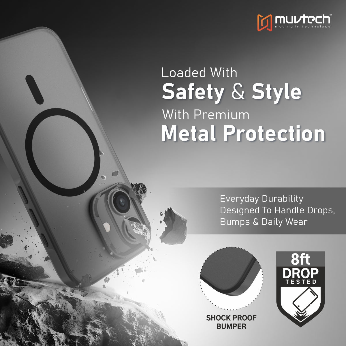 Reno Case for iPhone 17 Protective Case with Metal Camera Protection Bump