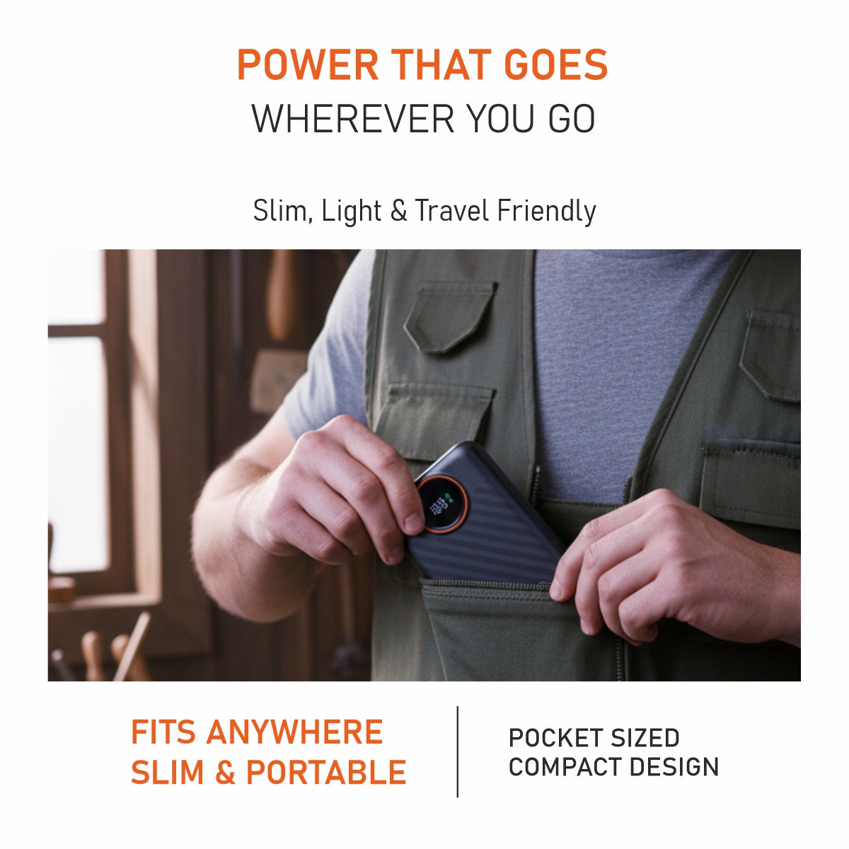 TriVolt 10000mAh Power Bank with Built-in Cables