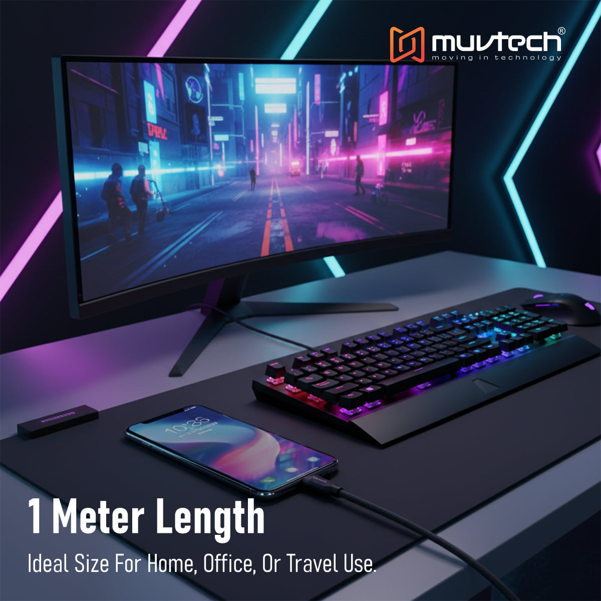 Surge 27W Fast Charging Braided Cable – Type-C to Lightning- 1 Meter