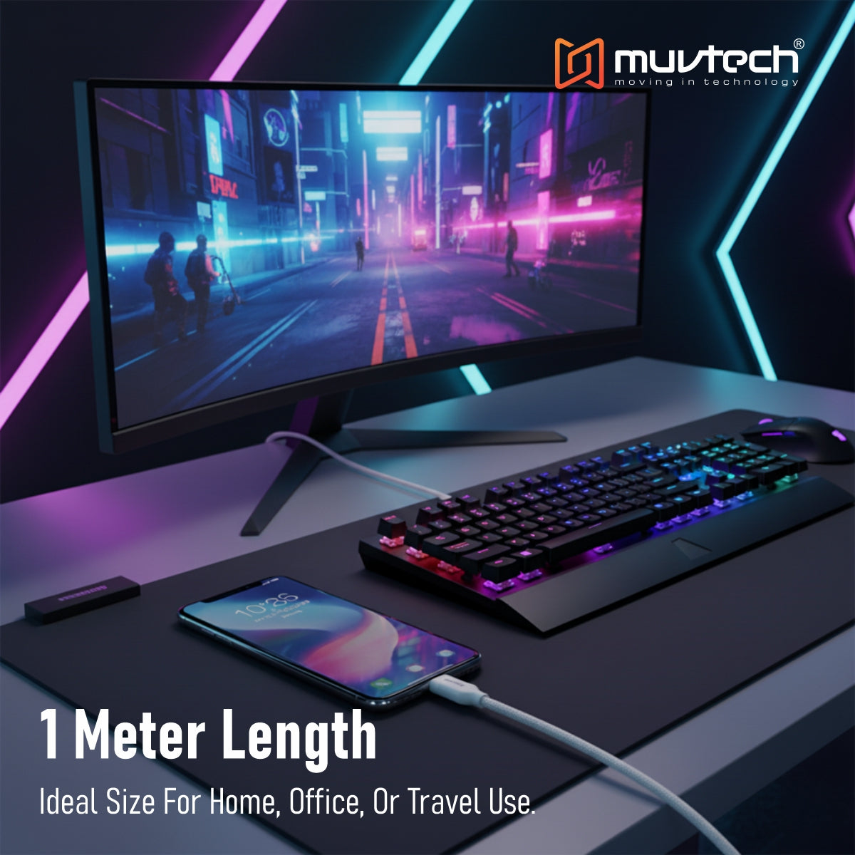 Surge 60W Fast Charging Braided Cable – Type-A to Type-C- 1 Meter