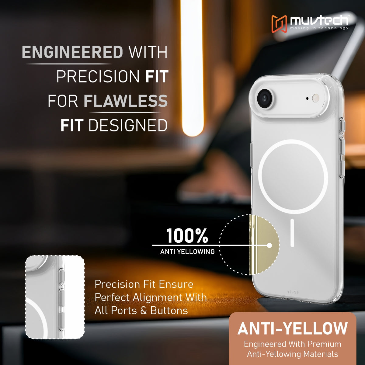 Crystal Halo Case for iPhone 17 Air, Slim Case with Camera Protection Bump, Anti-Yellow Case