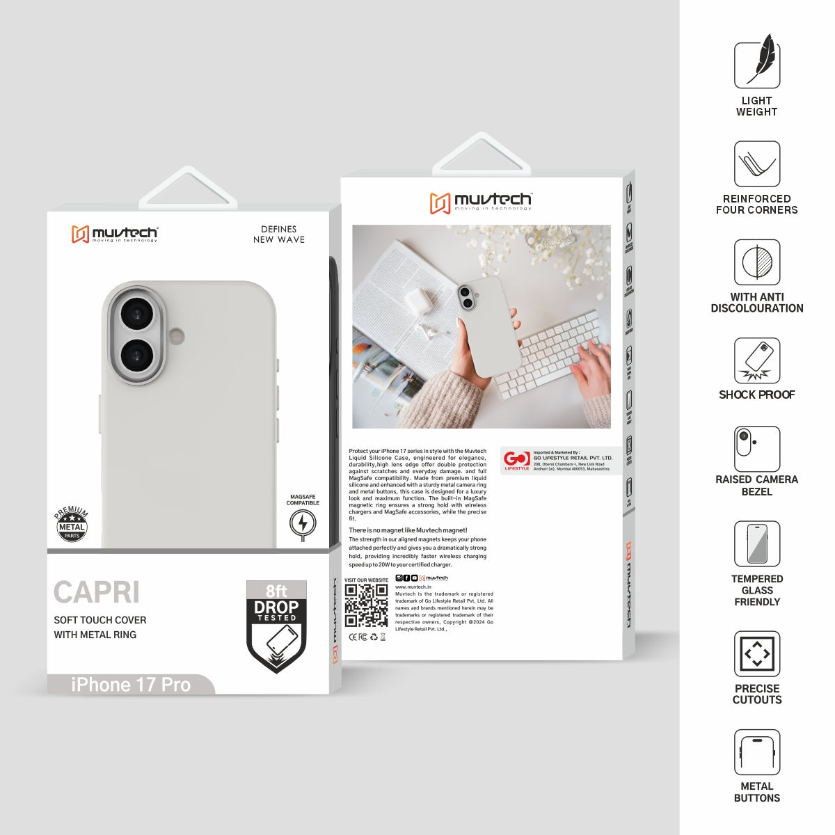 Capri Case for iPhone 17 Liquid Silicone Case with Metal Camera Ring and Buttons