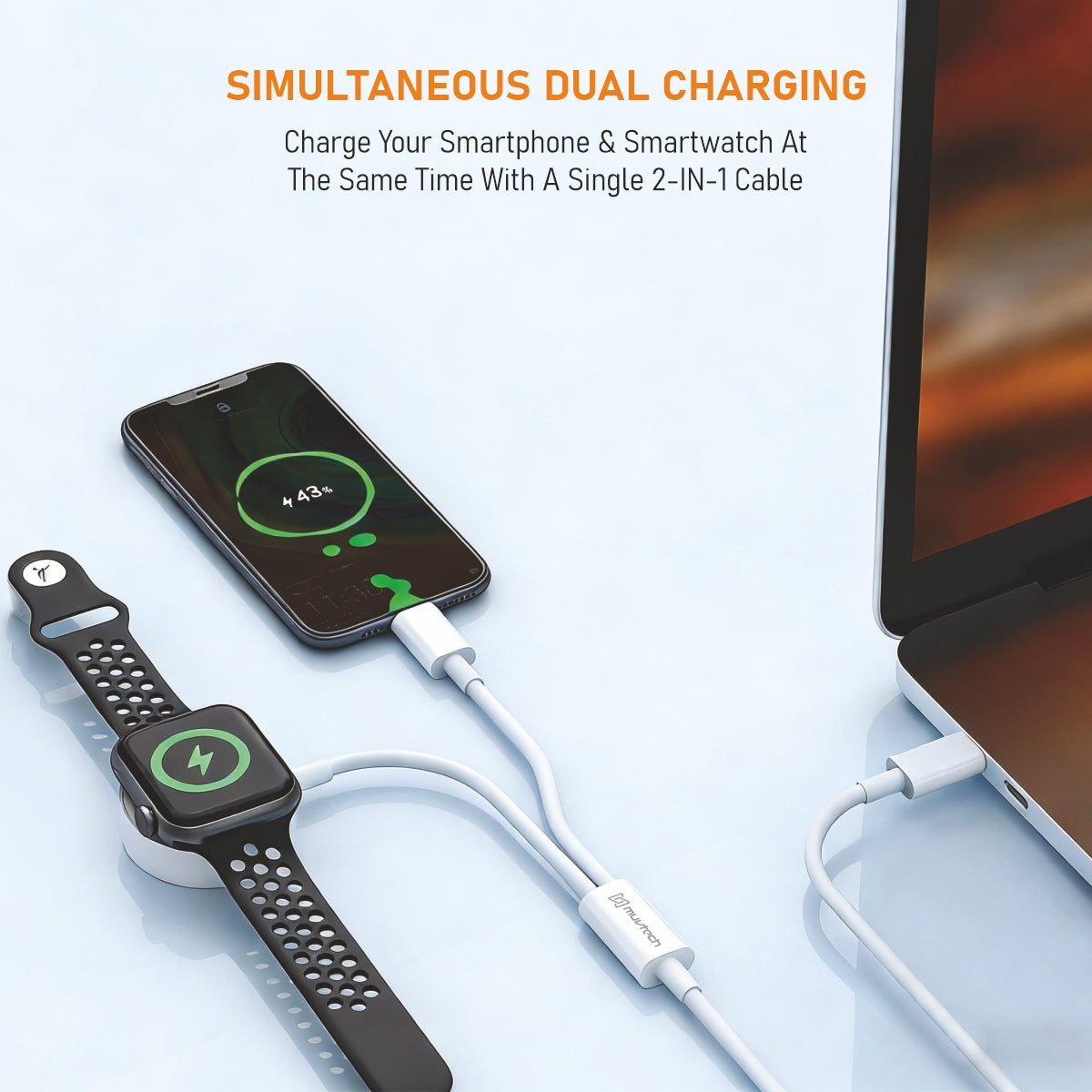 VIXO 2-in-1 60W Type-C to C With Watch Charger