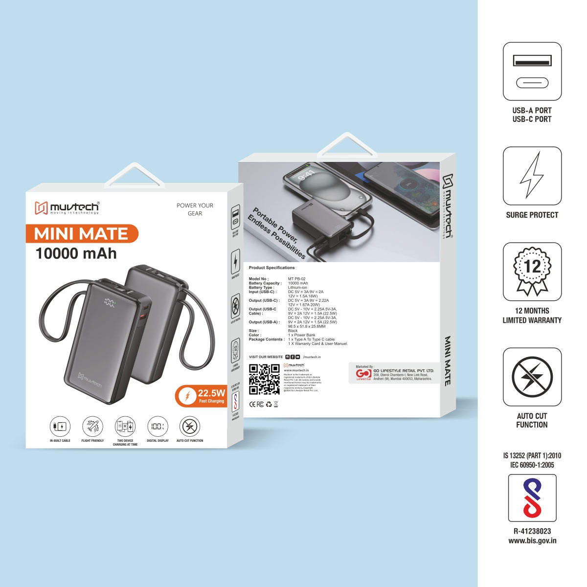 Mini Mate 10000mAh Power Bank
