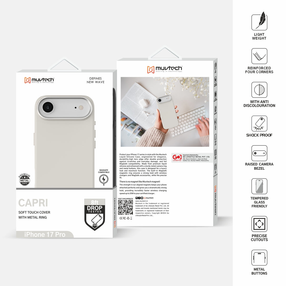 Capri Case for iPhone 17 Air Liquid Silicone Case with Metal Camera Ring and Buttons