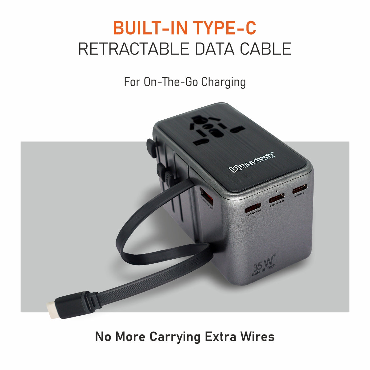 Travel Charging Combo – World Traveller Pro 35W PD Universal Adapter & Omni 100W Multi-Device Type-C Cable
