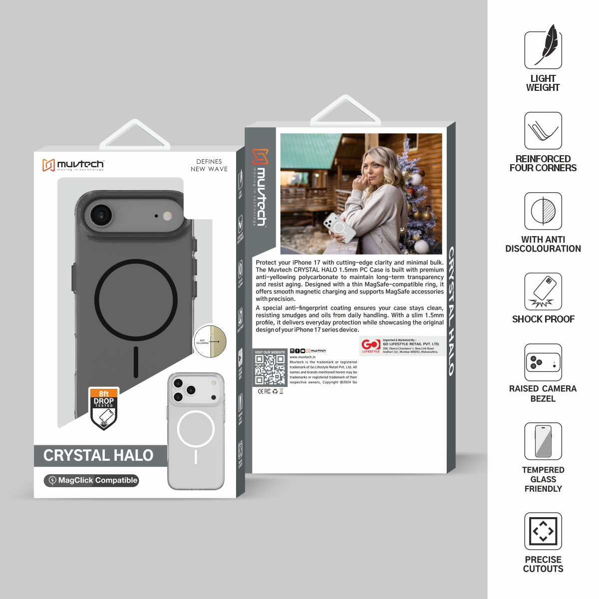 Crystal Halo Case for iPhone 17 Air, Slim Case with Camera Protection Bump, Anti-Yellow Case