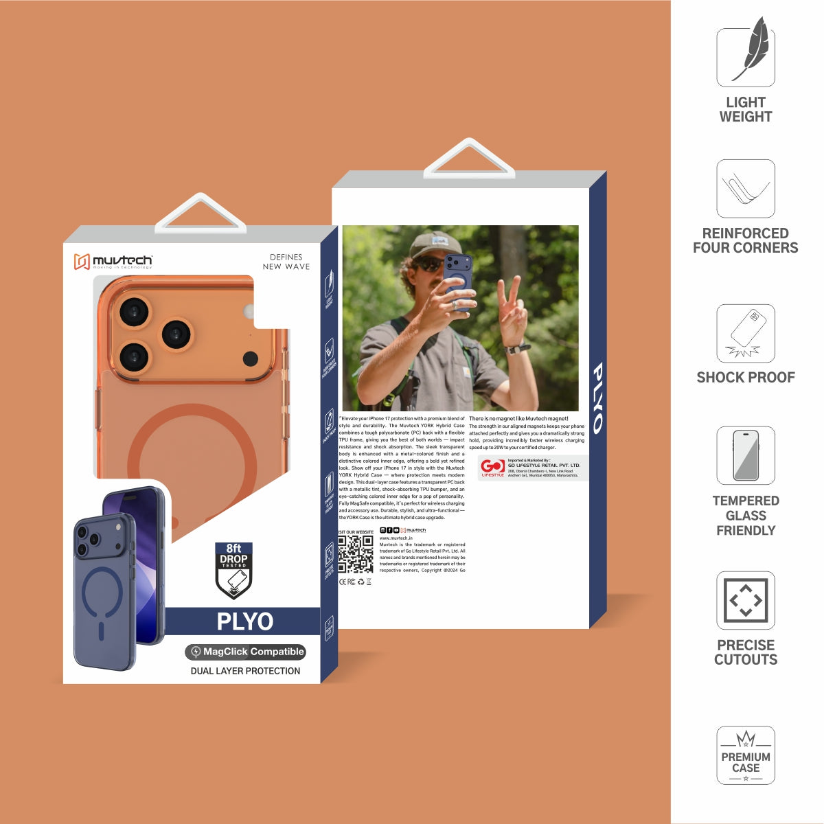 Plyo Case for iPhone 17 Pro/Pro Max Transparent With Coloured Sides Hybrid case, Anti-Yellow Case