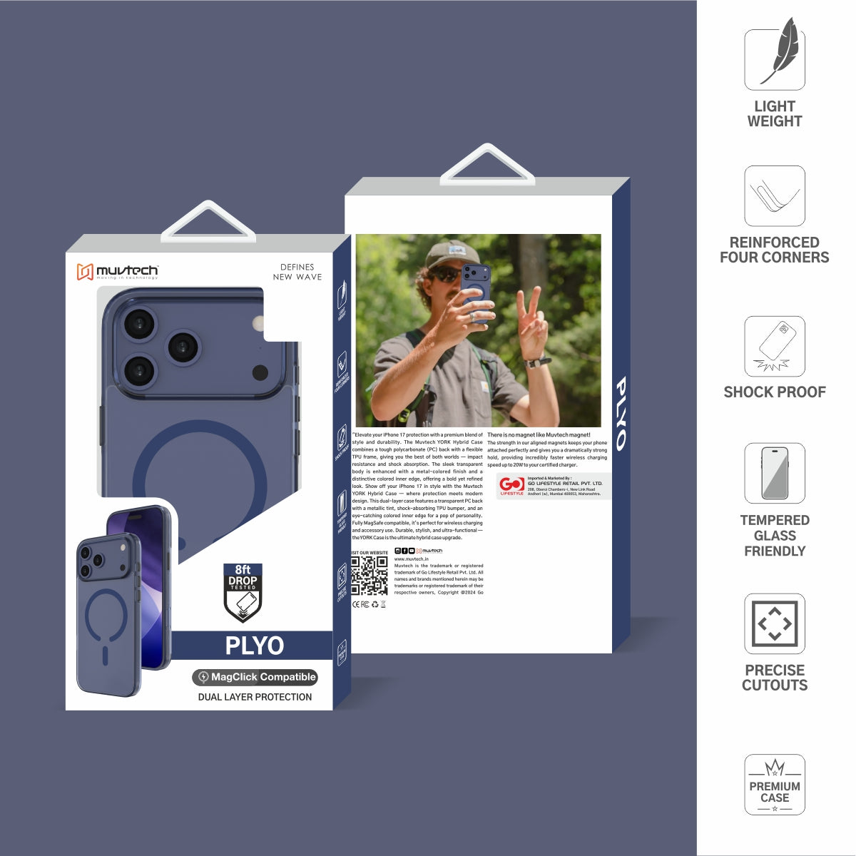 Plyo Case for iPhone 17 Pro/Pro Max Transparent With Coloured Sides Hybrid case, Anti-Yellow Case