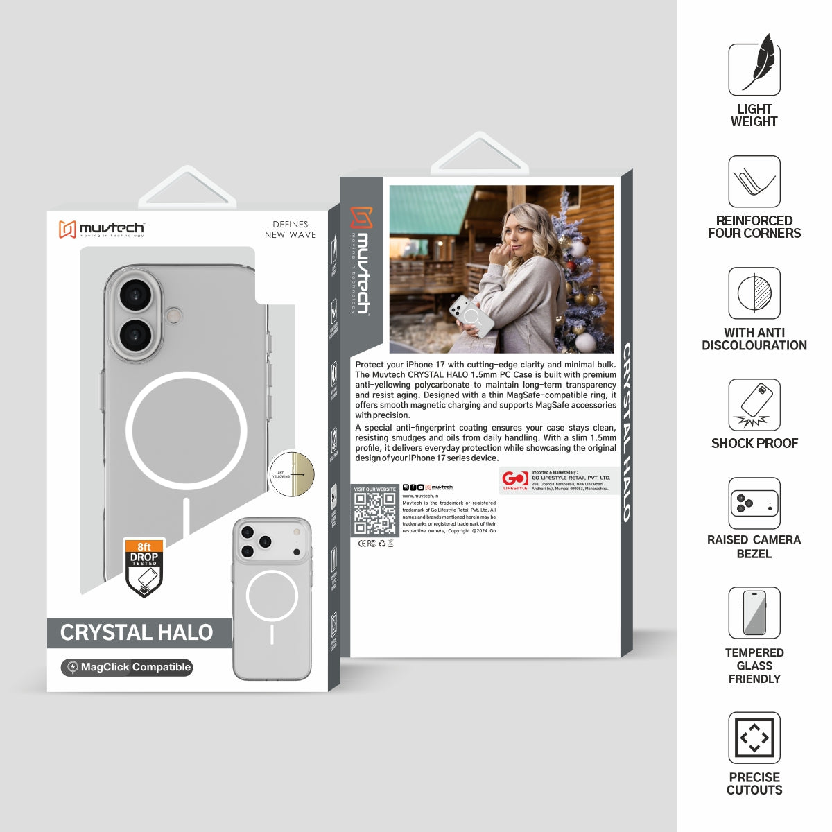 Crystal Halo Case for iPhone 17 Series, Slim Case with Camera Protection Bump, Anti-Yellow Case