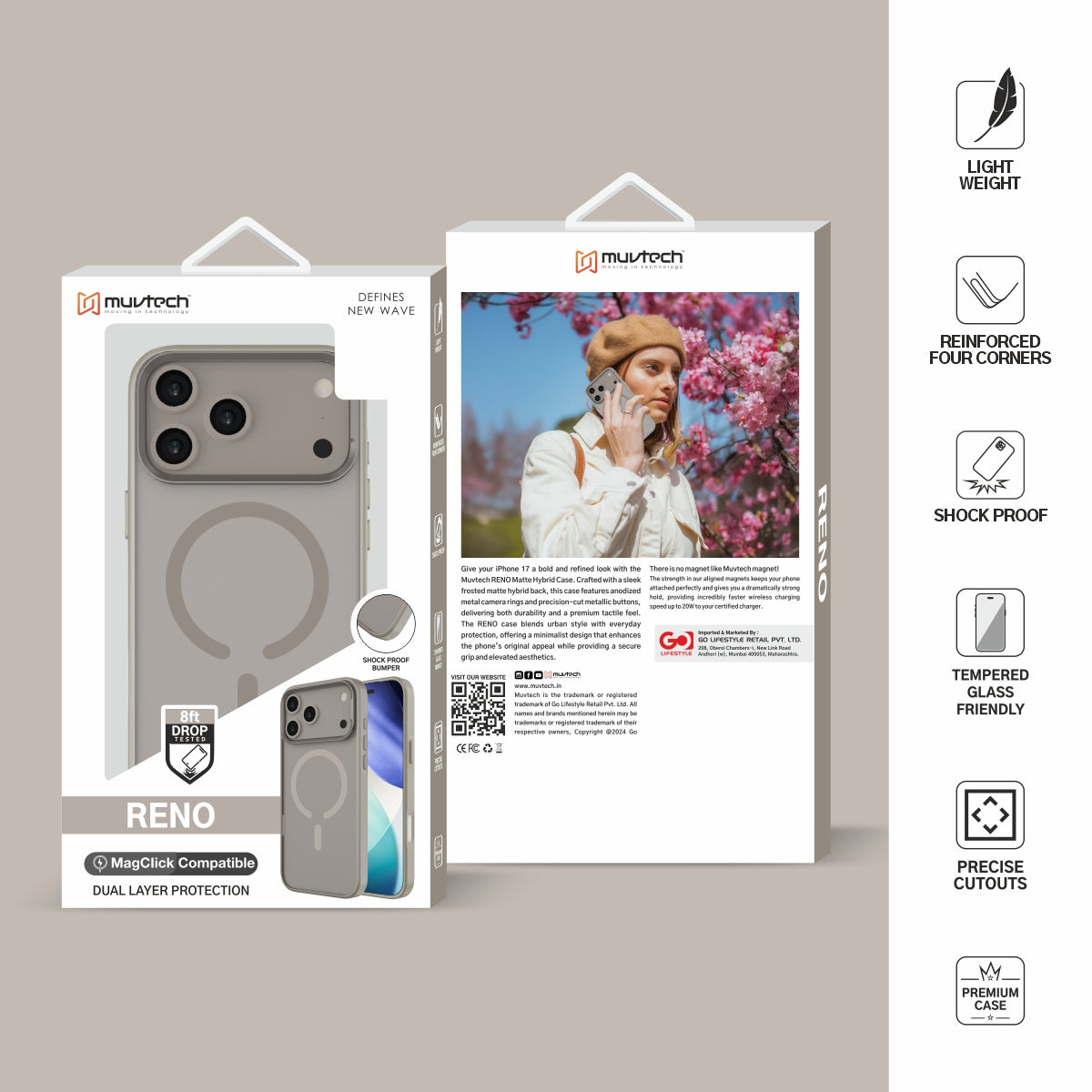 Reno Case for iPhone 17 Pro / Pro Max Protective Case with Metal Camera Protection Bump