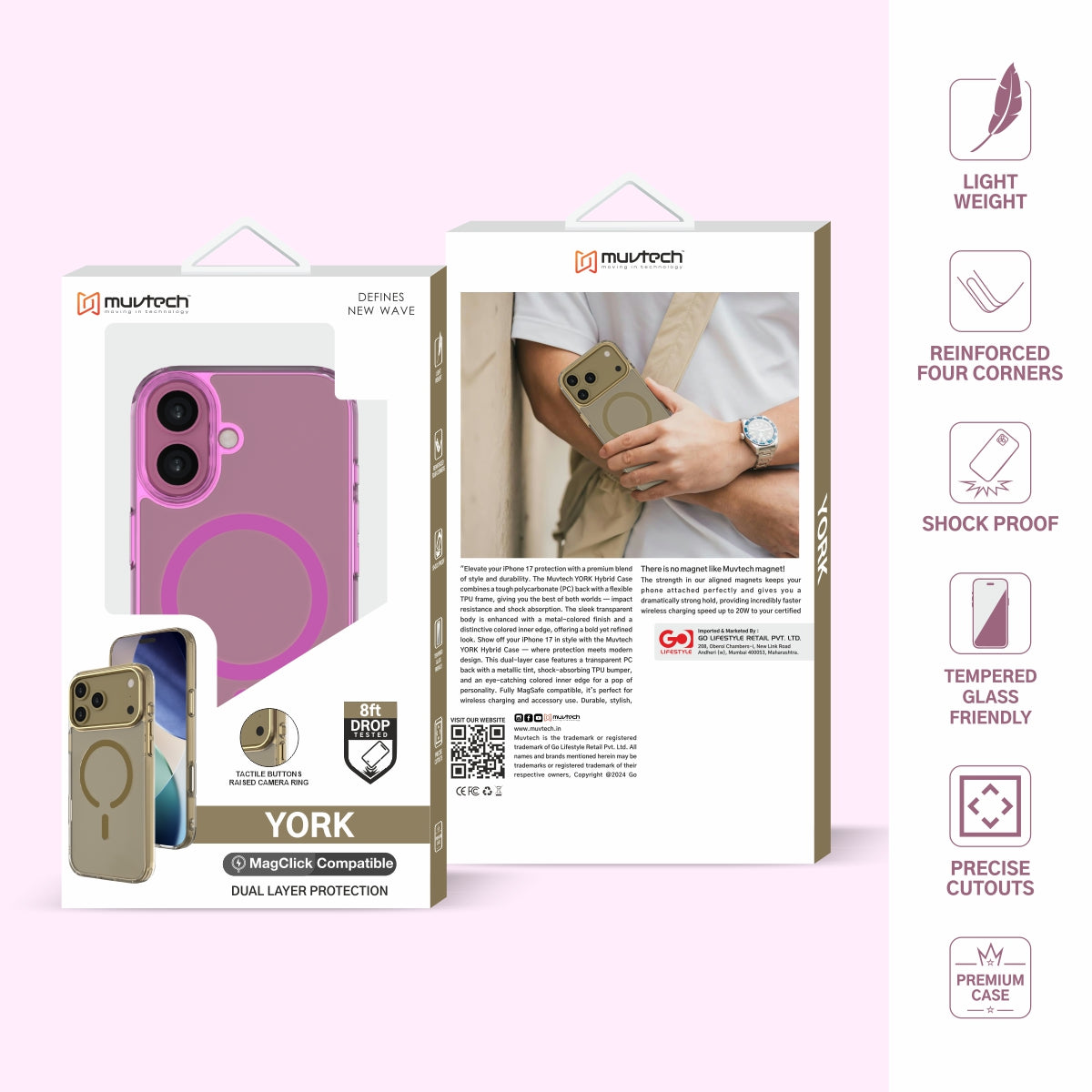 York Case for iPhone 17 Protective Case with Camera Protection Bump