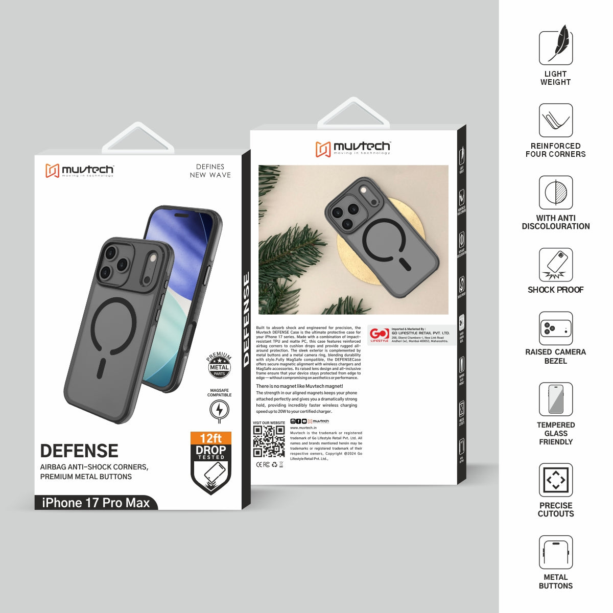 Defense Case for iPhone 17 Pro/Pro Max Anti-shock Case with Airbags on all Corners For Ultimate Protection