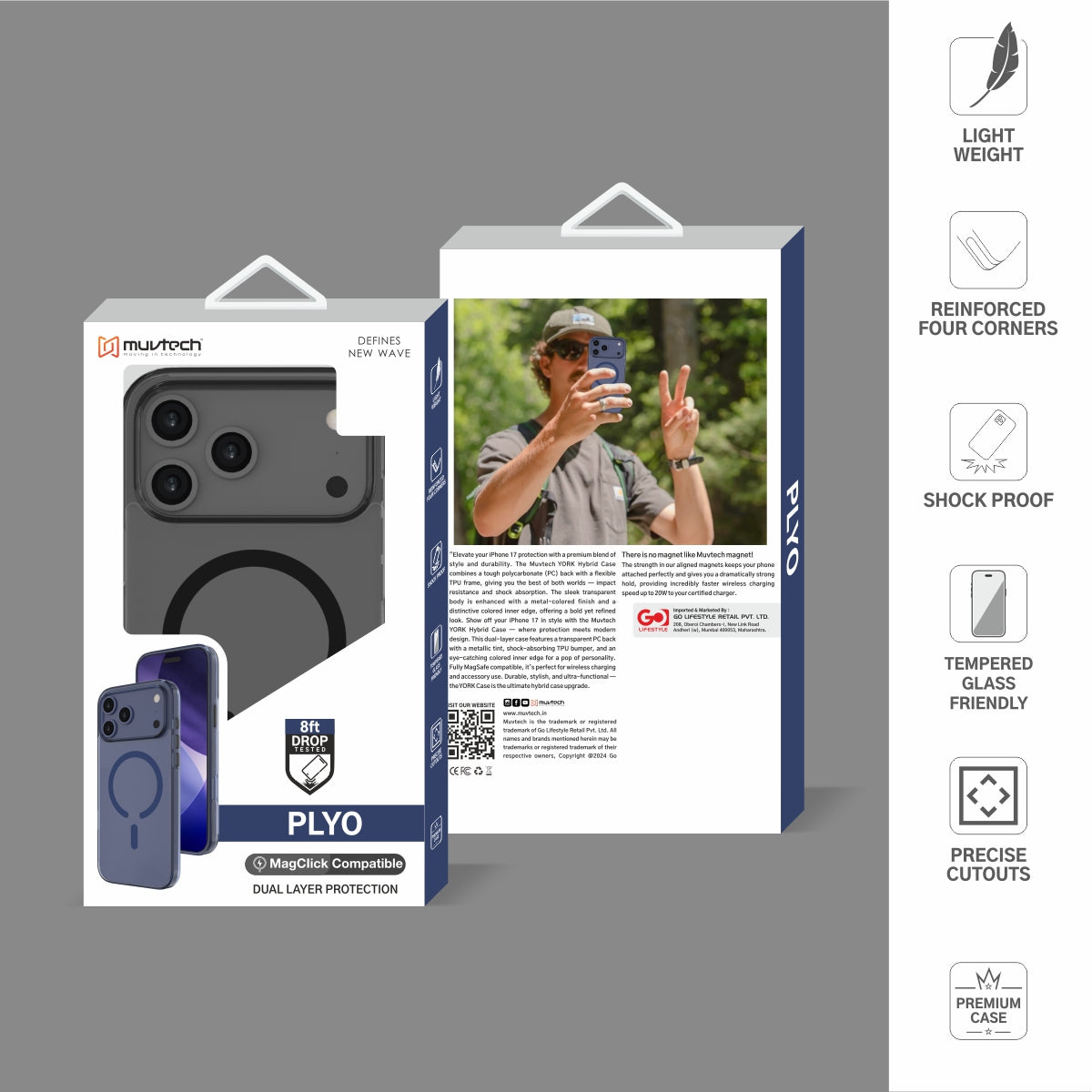 Plyo Case for iPhone 17 Pro/Pro Max Transparent With Coloured Sides Hybrid case, Anti-Yellow Case