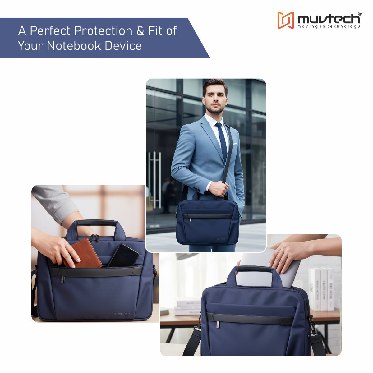 Muvtech Ruvo Premium Laptop Bag – Stylish & Protective Bag for Laptops Up to 14 inches