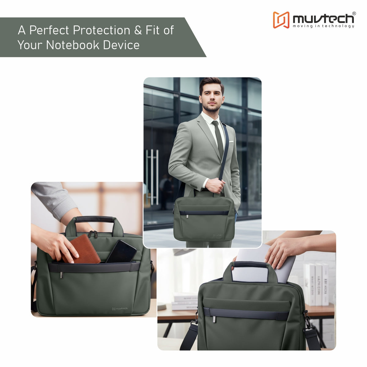 Muvtech Ruvo Premium Laptop Bag – Stylish & Protective Bag for Laptops Up to 14 inches