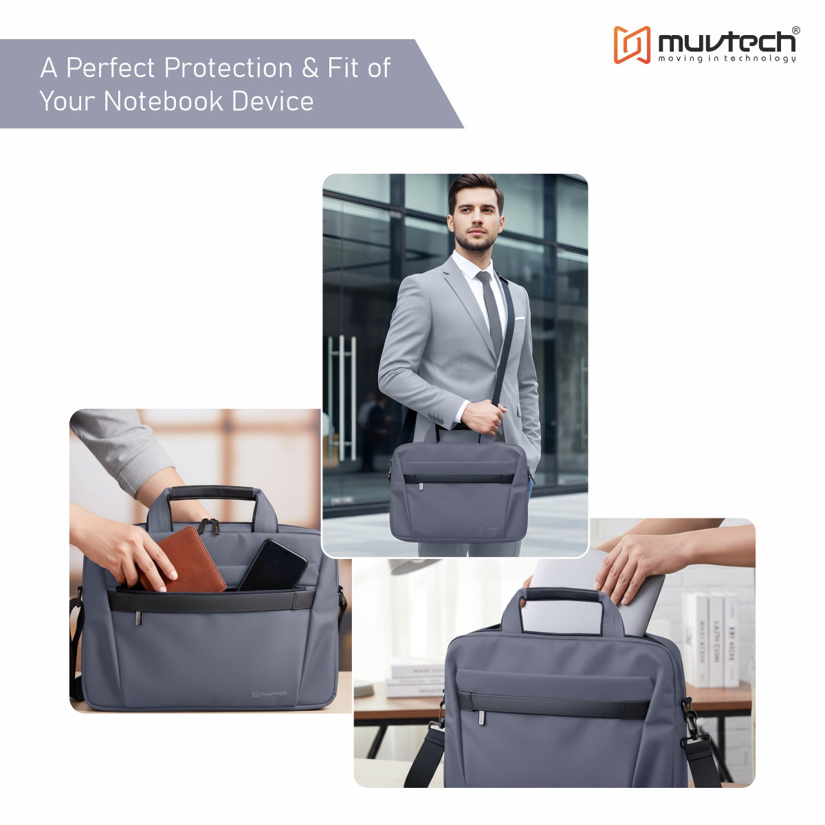 Muvtech Ruvo Premium Laptop Bag – Stylish & Protective Bag for Laptops Up to 14 inches