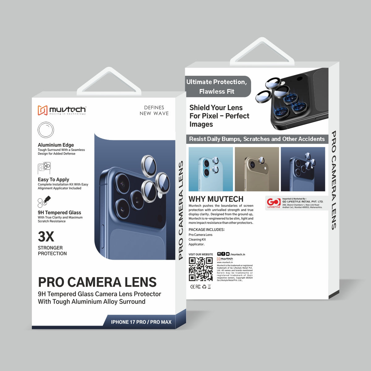 Muvtech iPhone 17 Pro & Pro Max Camera Lens Protector