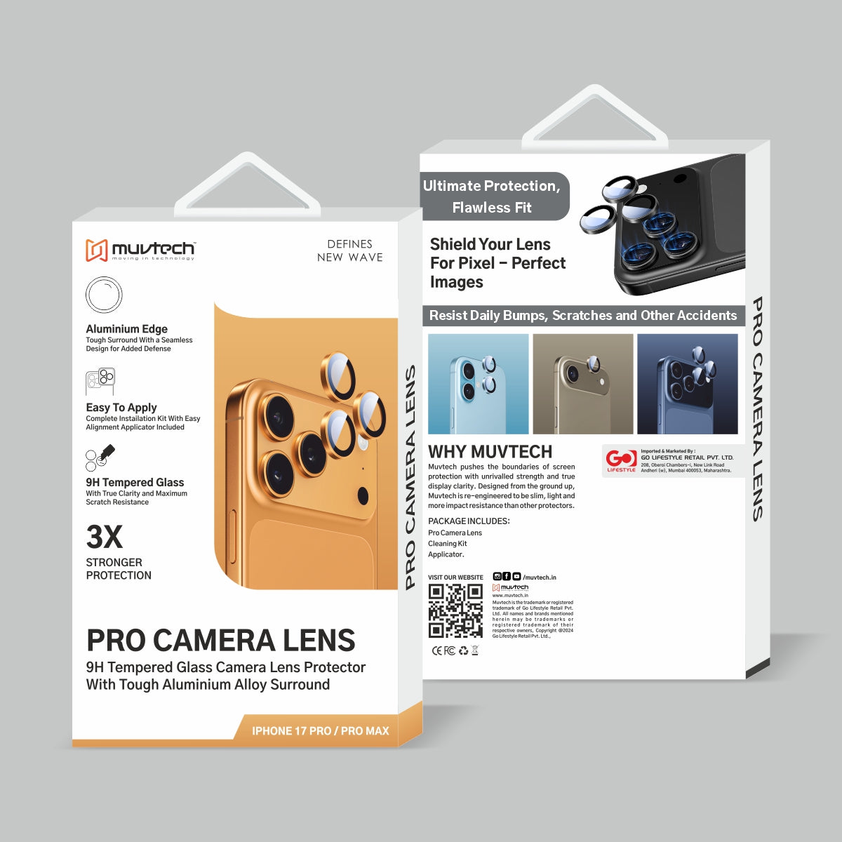 Muvtech iPhone 17 Pro & Pro Max Camera Lens Protector