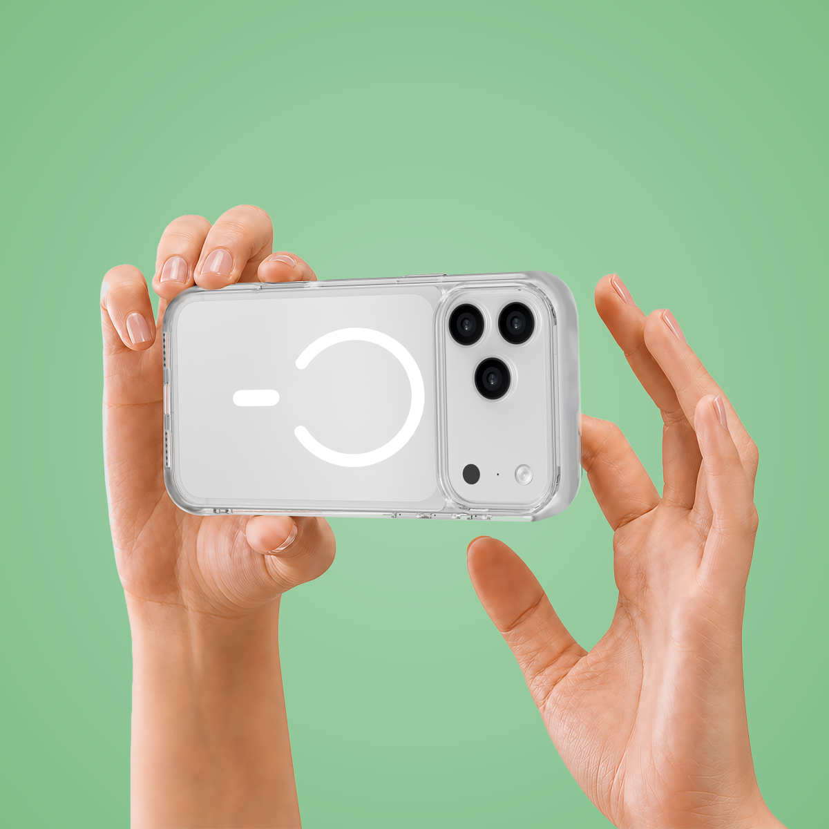 Muvtech Clear Vue Case for iPhone 18 Pro and iPhone 18 Pro Max, clear MagSafe case, product view 2