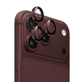 Muvtech IRIS iPhone 18 Pro and Pro Max camera lens protector in Burgundy, three camera lens protectors shown above the rear cameras #Color_Burgundy
