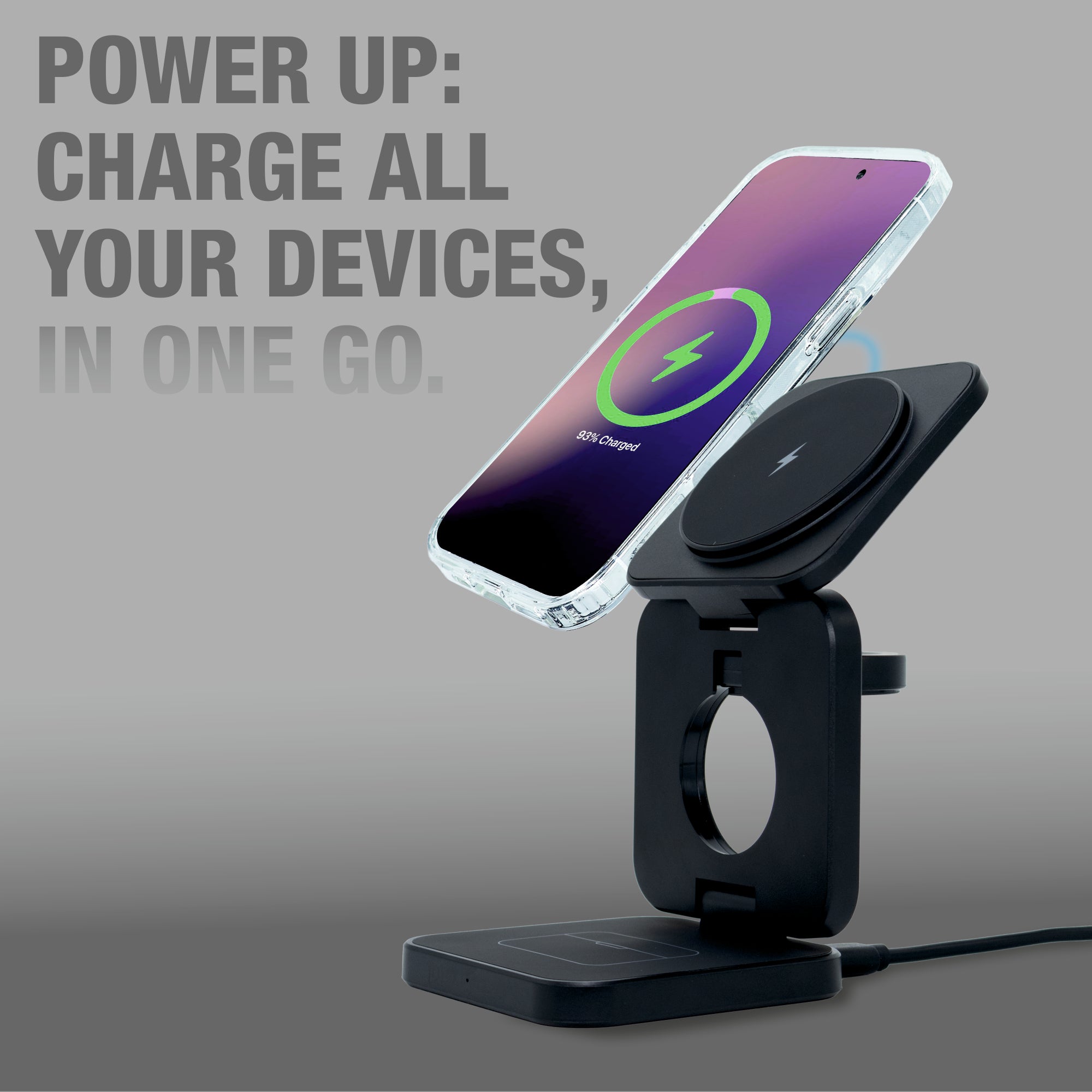 PRISM 3-in-1 Wireless Charger 15W Magnetic Charging for iPhone, Airpod, iWatch & Magnetic Charging Support Devices