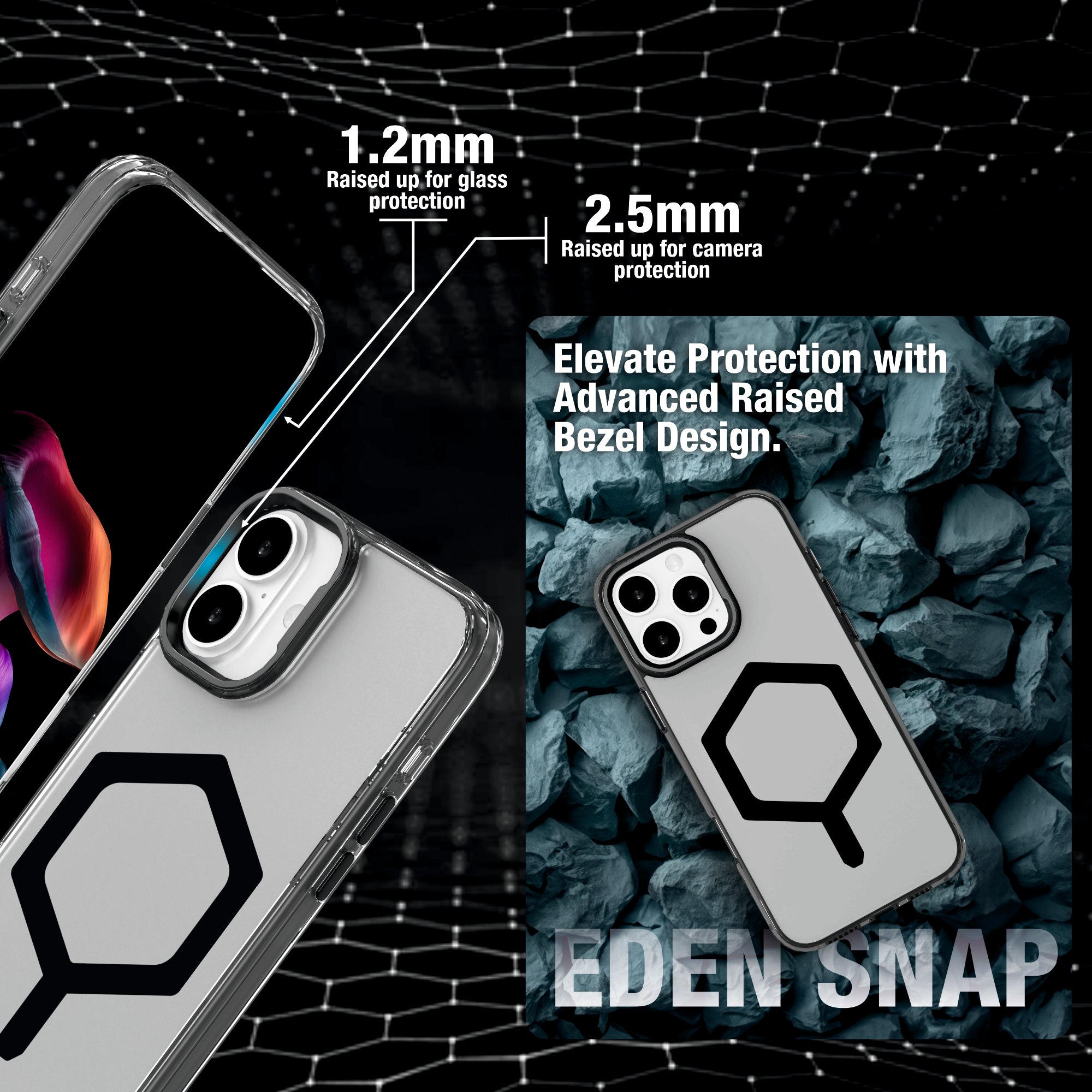 Eden SNAP Platinum Clear Mag-Safe Compatible Case for iPhone 16 Series