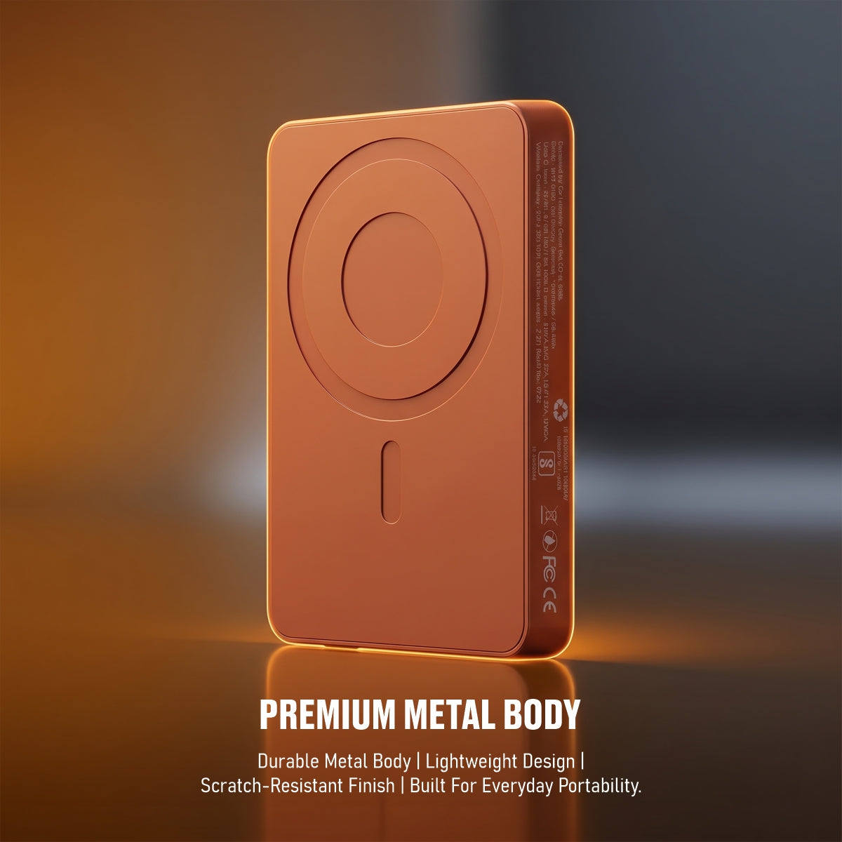Muvtech Slim Pro 10,000mAh 3-in-1 power bank in Orange, metal body