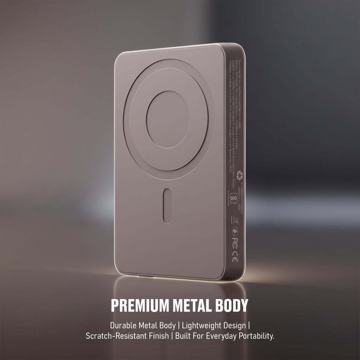 Muvtech Slim Pro 10,000mAh 3-in-1 power bank in Titanium, metal body