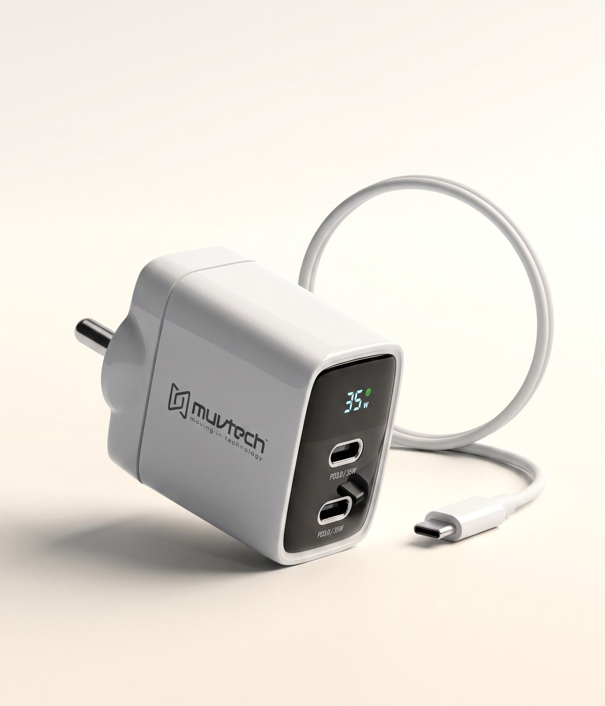 Muvtech 35W dual USB-C fast charger with charging cable