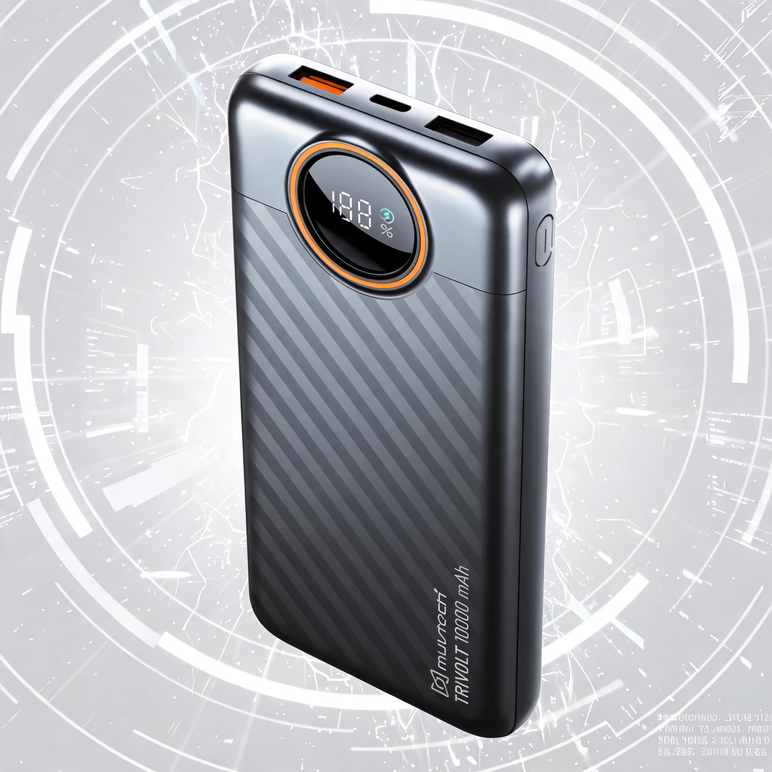TriVolt 10000mAh Power Bank with Built-in Cables
