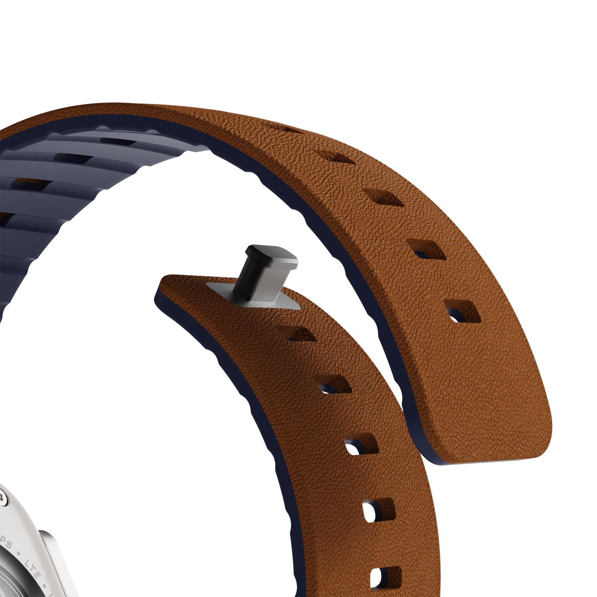 Back of Apple Watch with the Duo Caramel strap