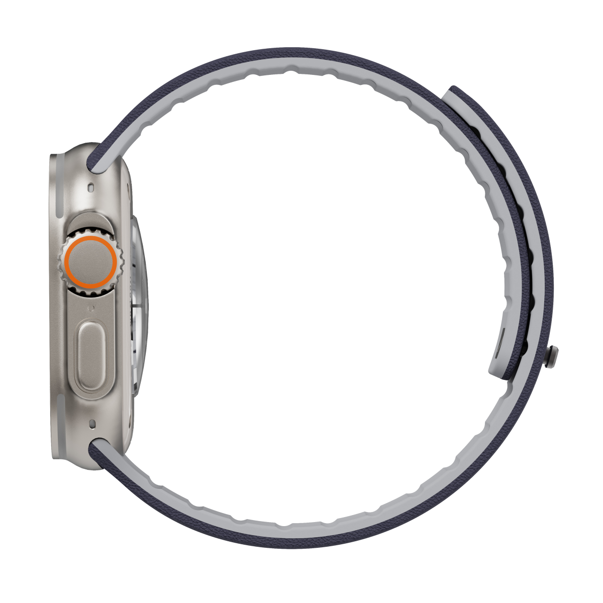 Side view of the Duo Midnight strap on Apple Watch