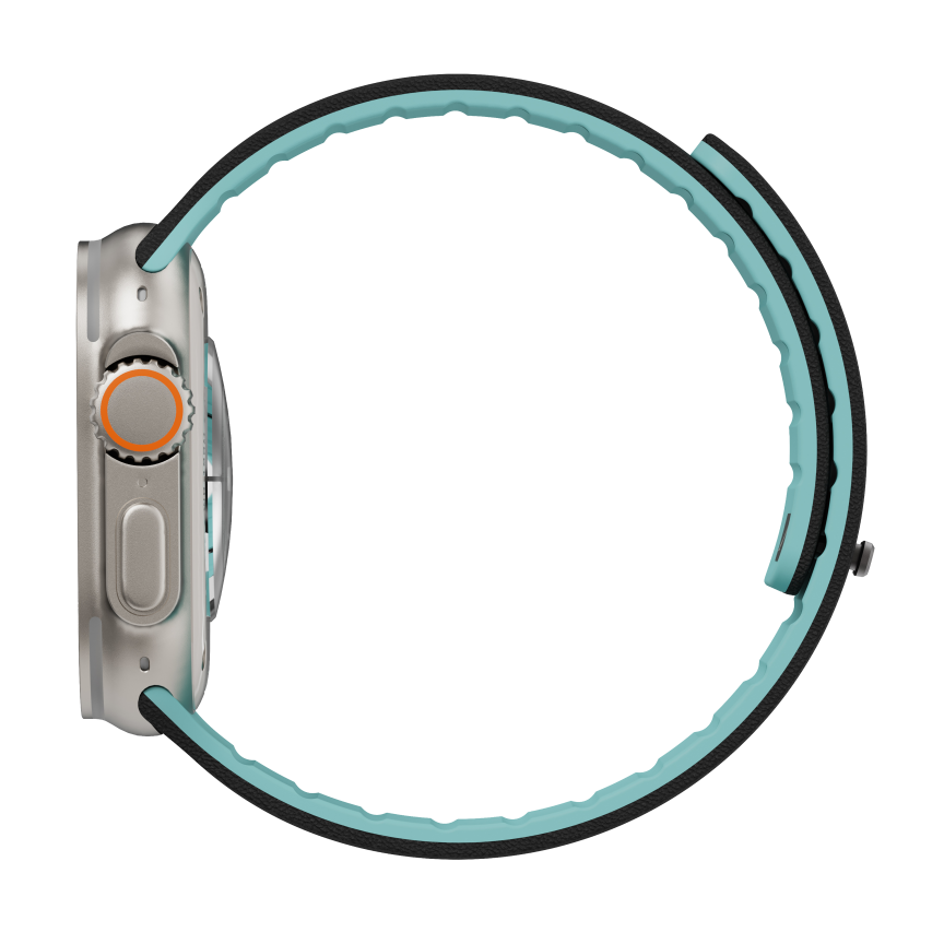Side view of the Duo Onyx strap on Apple Watch