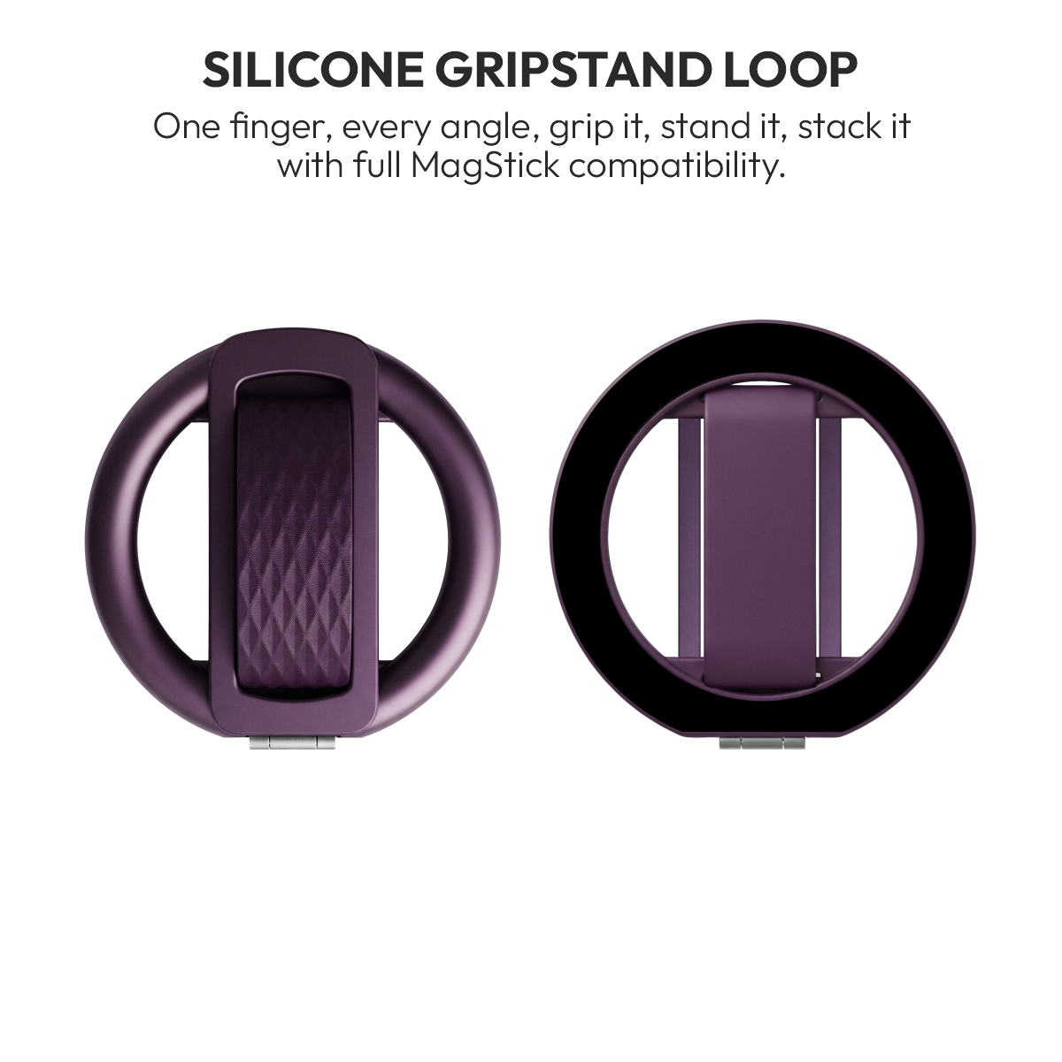 Loop silicone gripstand in Burgundy, loop and magnetic ring